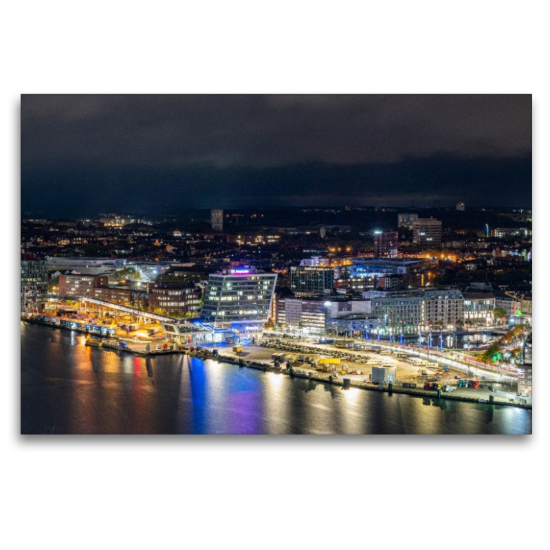 Bootshafen von oben – funkelnde Lichter im Dunkeln