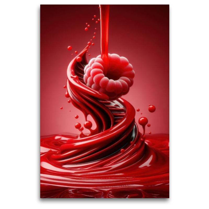 Eine fruchtige Himbeere tanzt im cremigen Reigen