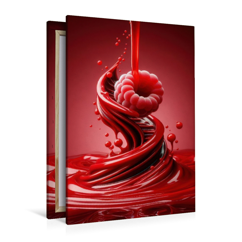 Eine fruchtige Himbeere tanzt im cremigen Reigen