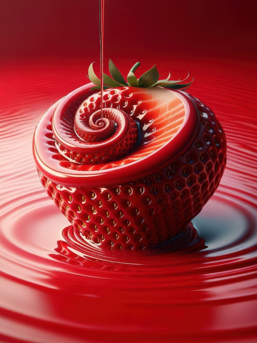 Eine cremige Erdbeere, frisch und süß