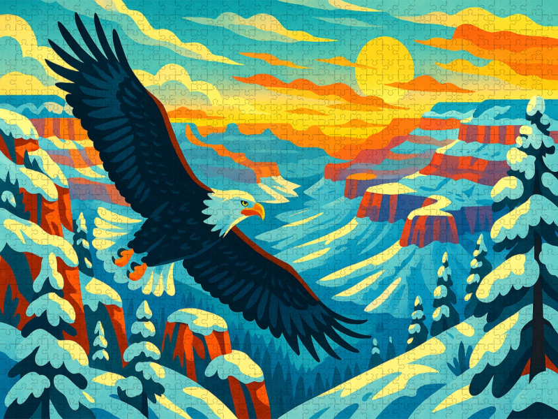 Ein majestätischer Weißkopfseeadler gleitet über dem Grand Canyon: Freiheit Amerikas