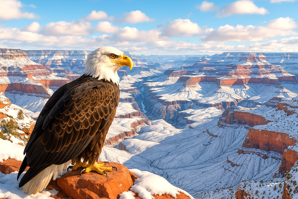 Adler über dem Grand Canyon: Stolz Amerikas im Winterglanz