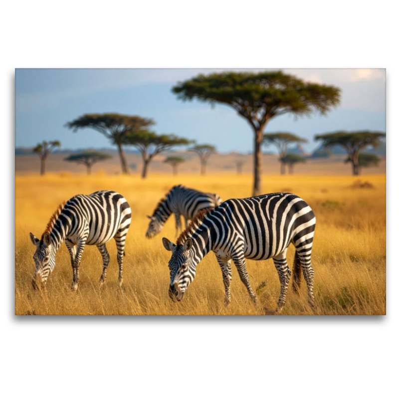 Zebras grasen in wunderschöner afrikanischer Natur