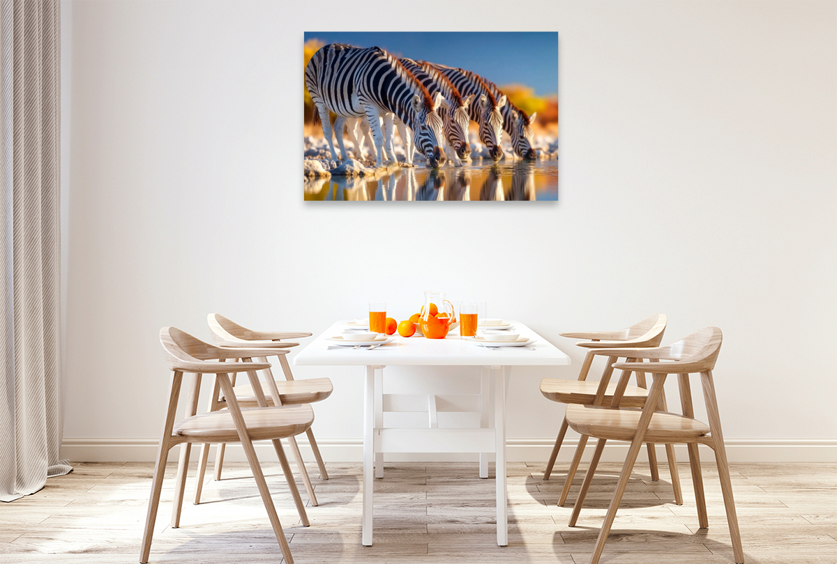 Gemeinsames Erfrischen am Wasserloch