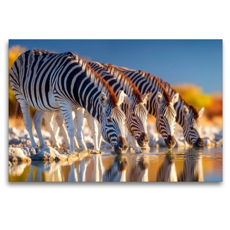 Gemeinsames Erfrischen am Wasserloch