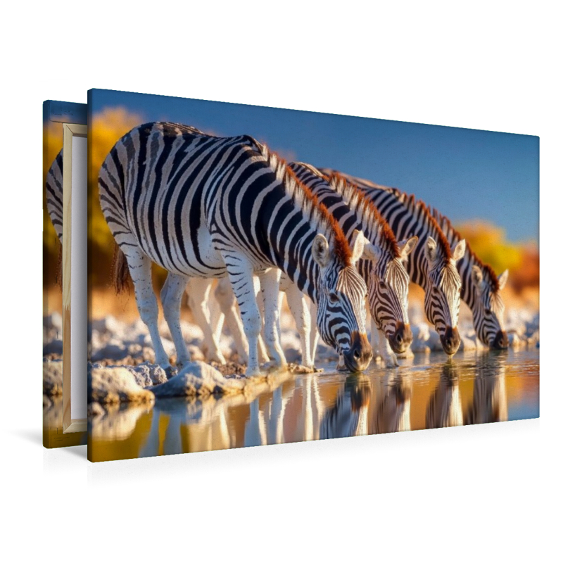 Gemeinsames Erfrischen am Wasserloch