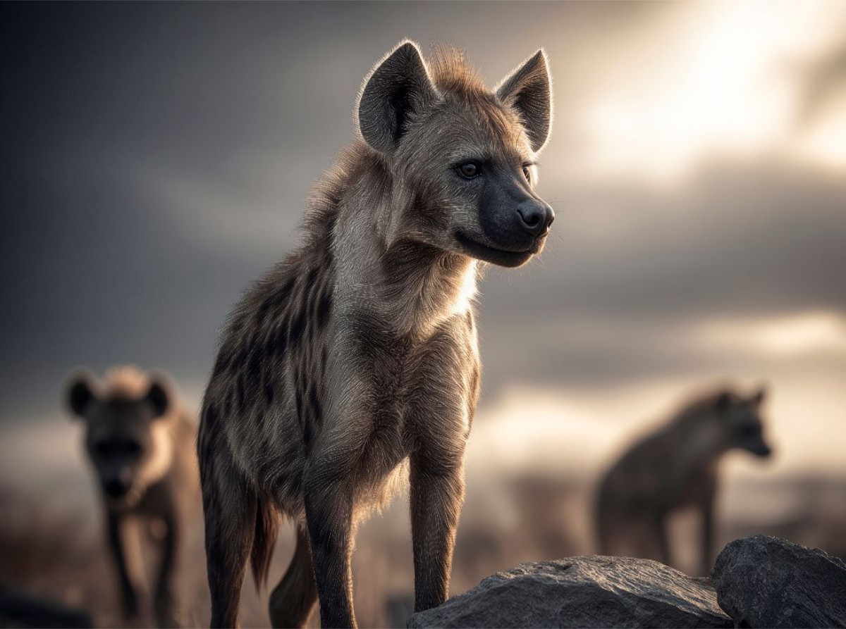 Das Hyänenleben in bergiger Region