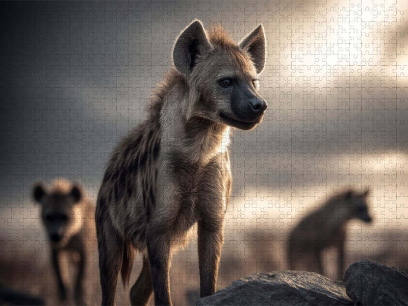 Das Hyänenleben in bergiger Region