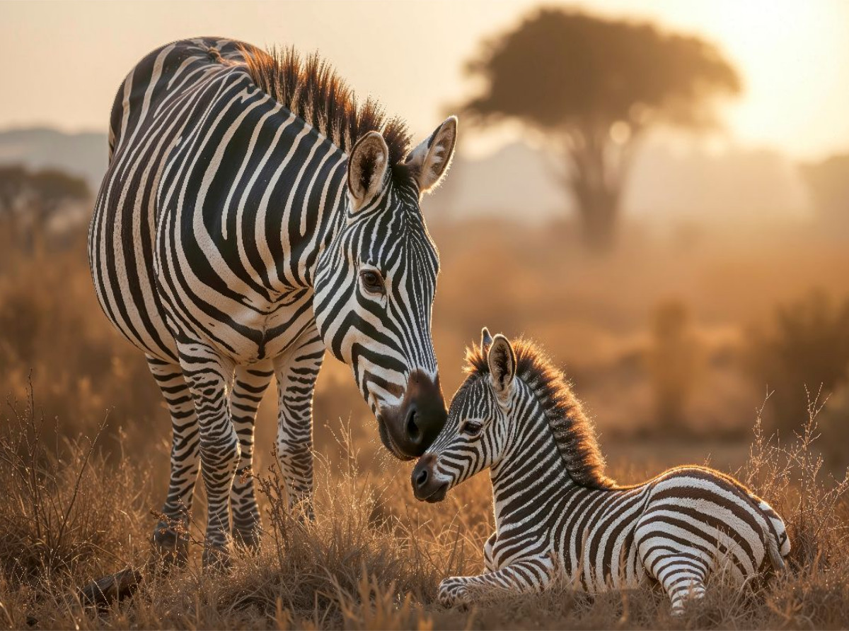 Behütet und beschützt - das Zebrafohlen