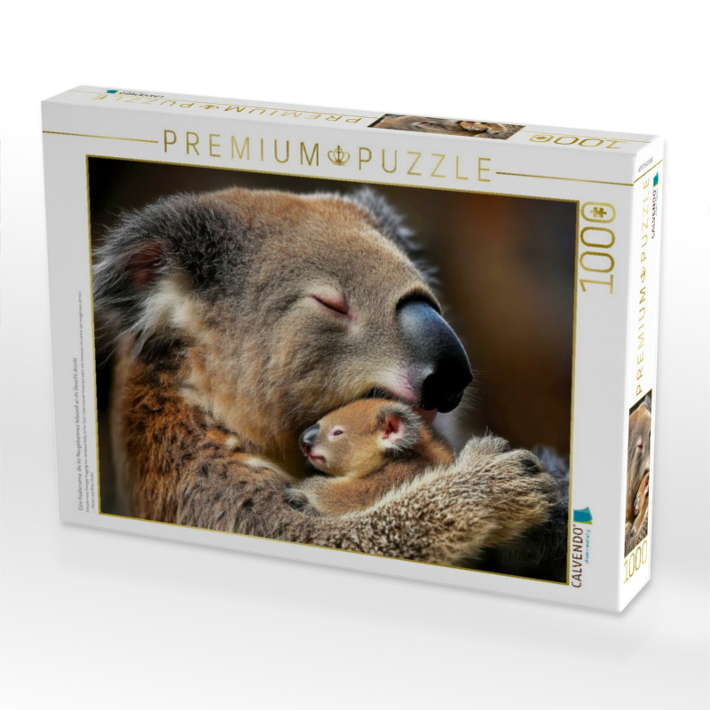 Eine Koalamama, die ihr Neugeborenes liebevoll an ihr Gesicht drückt