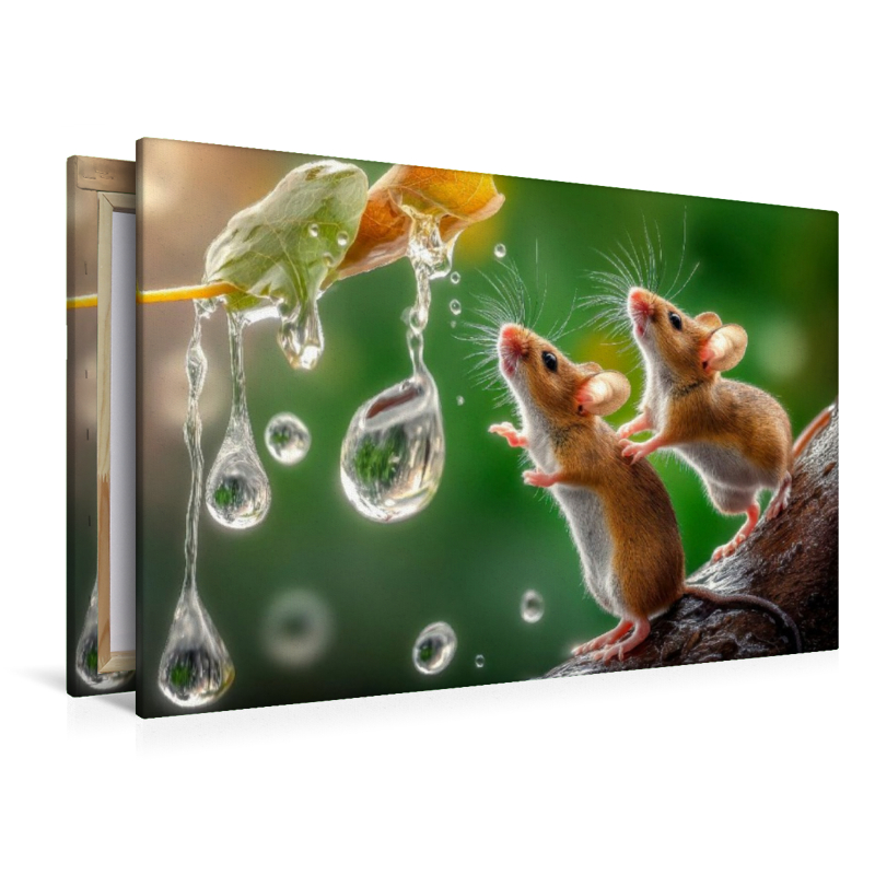 Zwei Mäuse beim Regentropfen-Fangen-Spiel