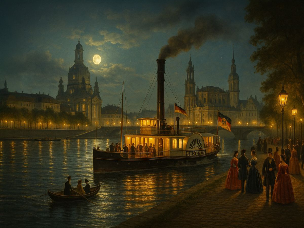 Dampfschiff auf der Elbe