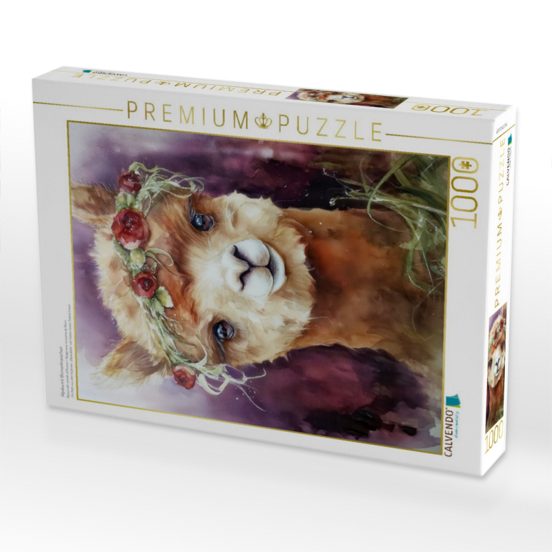 Alpaka mit Blumenkränzchen