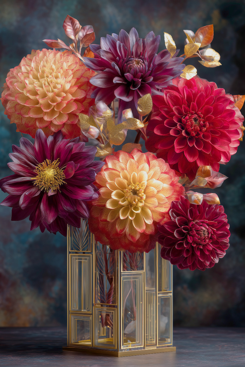 Art Deco formt Blüten zu strahlender Geometrie