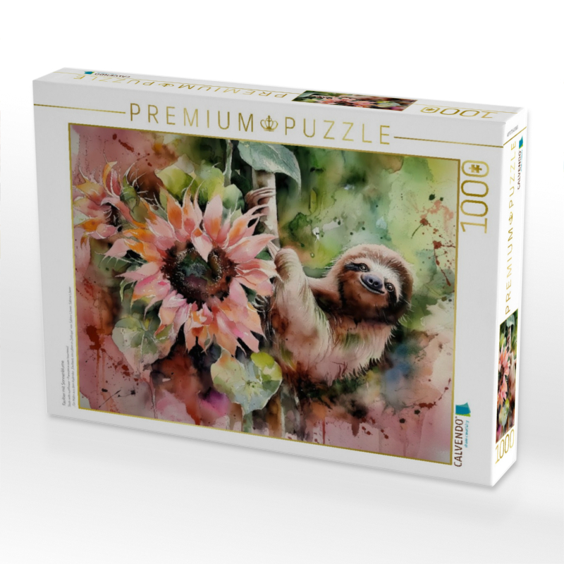 Faultier mit Sonnenblume