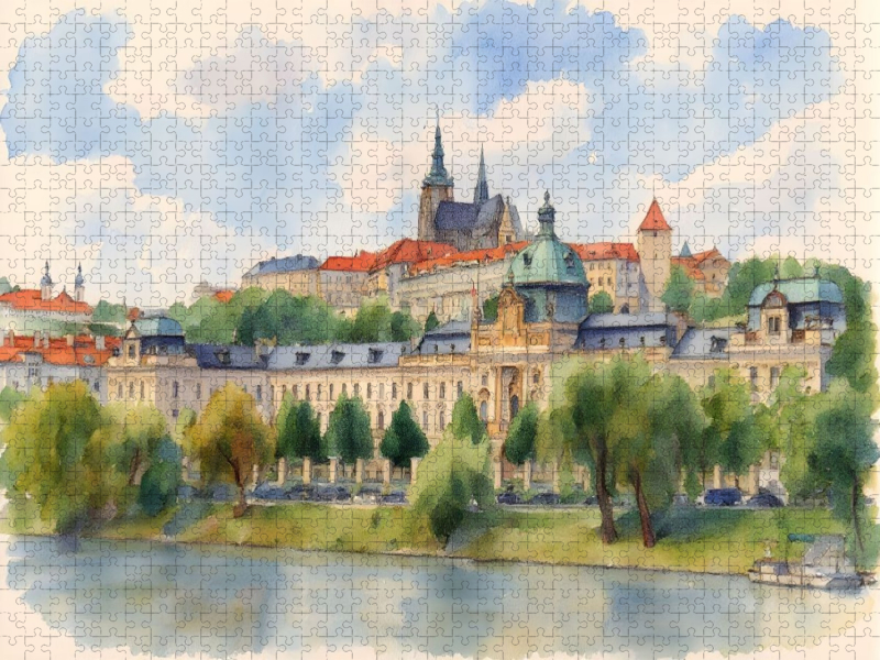 Blick über die Moldau auf Prag