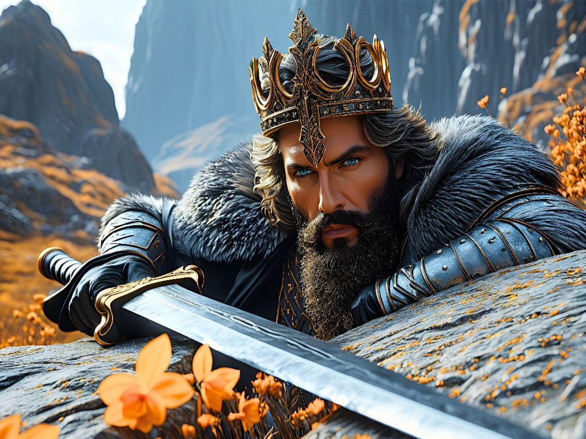 König mit magischem Schwert