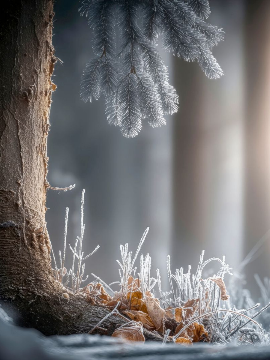 Glitzernde Eiskristalle zieren die Natur