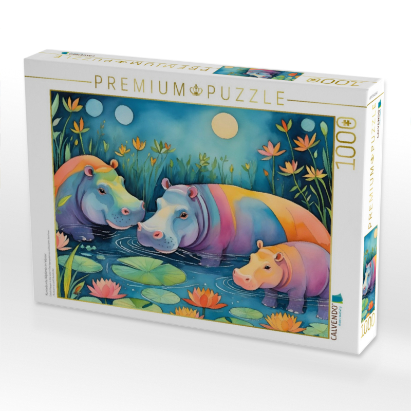 Kunterbunte Nilpferde im Wasser