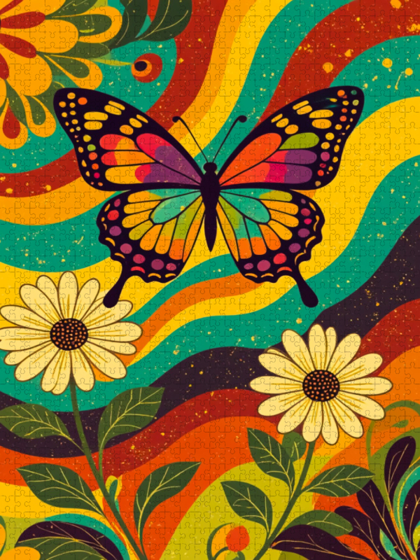 Psychedelischer Schmetterling in Retrofarben