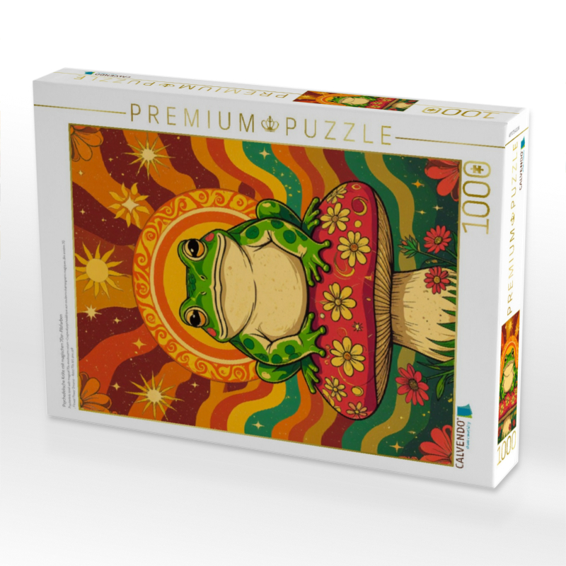 Psychedelische Kröte mit magischen 70er-Pilzfarben