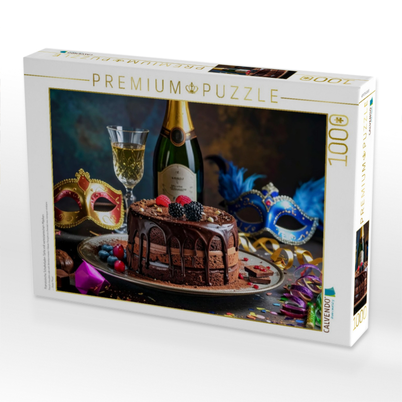 Französische Schokoladen Torte mit venezianischen Masken