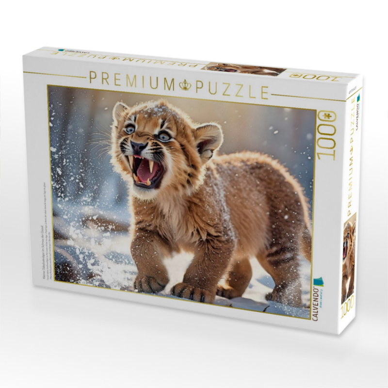 Kleiner Säbelzahntiger im Schnee der Eiszeit