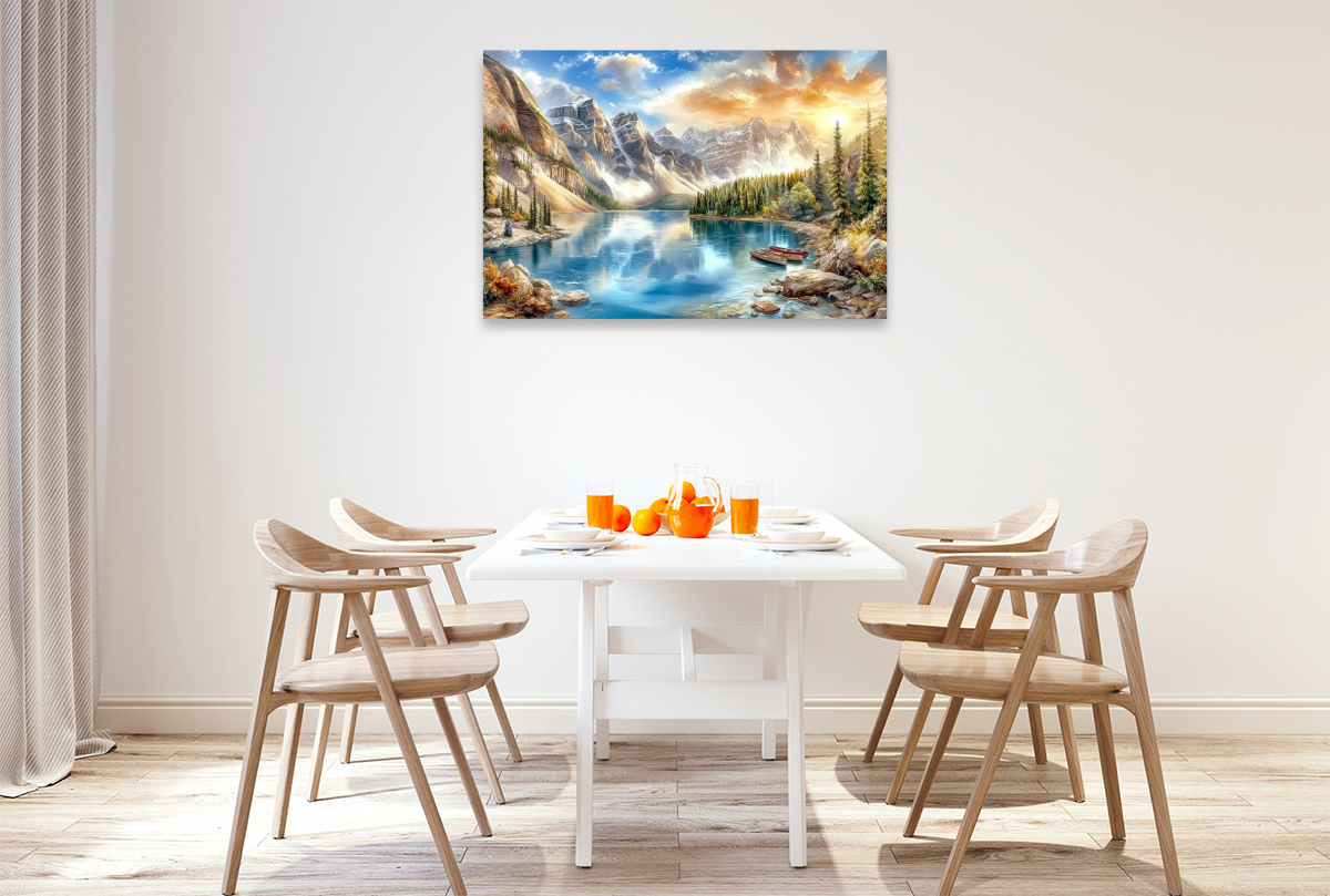 Der Moraine Lake - ein von Gletschern gespeister Bergsee in den Rocky Mountains