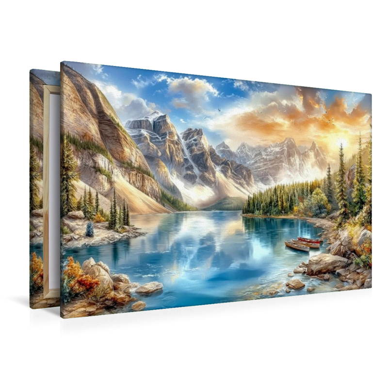 Der Moraine Lake - ein von Gletschern gespeister Bergsee in den Rocky Mountains