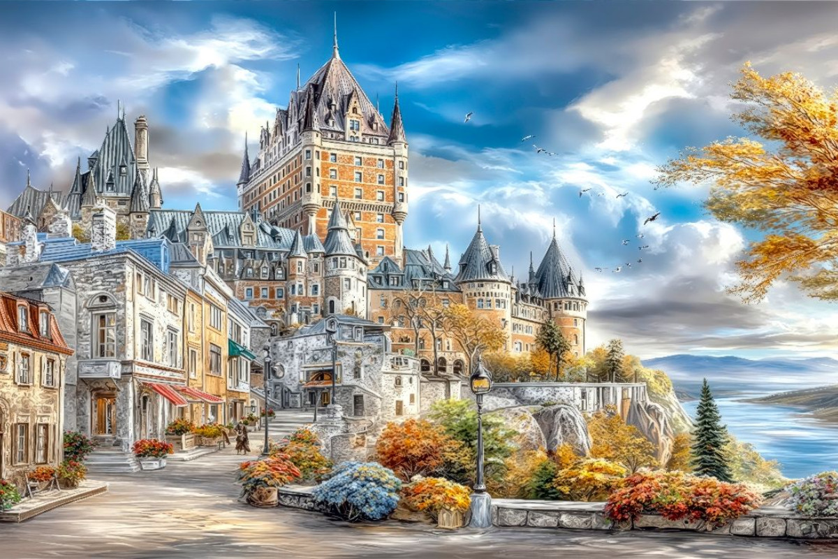 Die historische Altstadt von Québec mit Blick auf das majestätische Château Frontenac