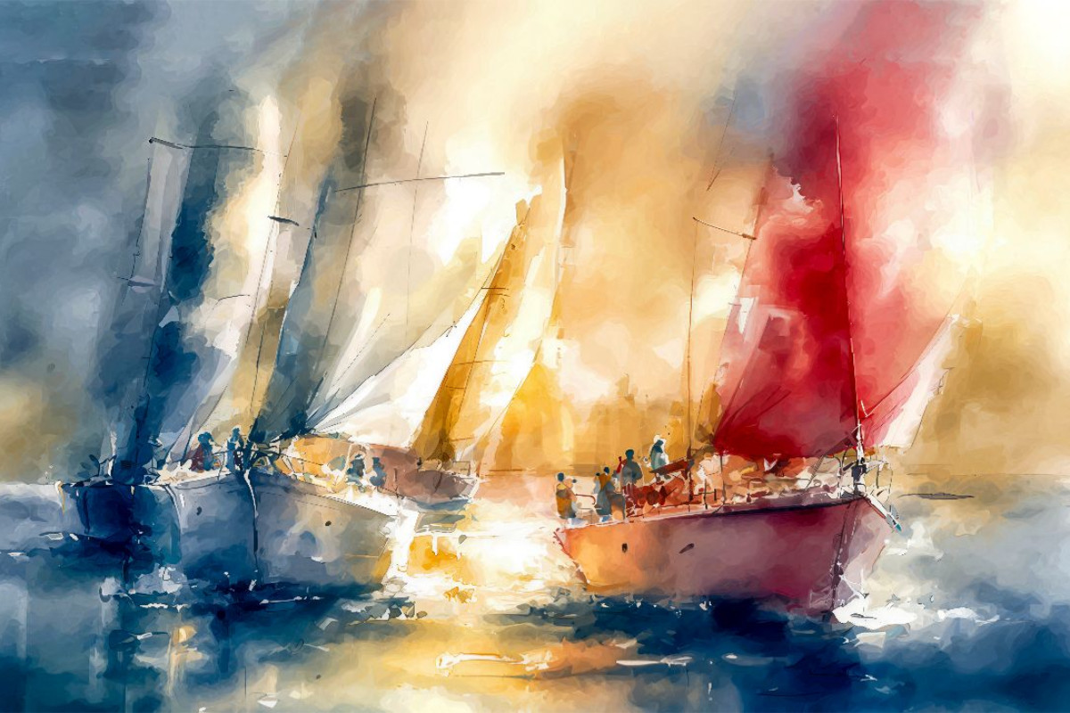 Dynamik in Blau, Gelb und Rot