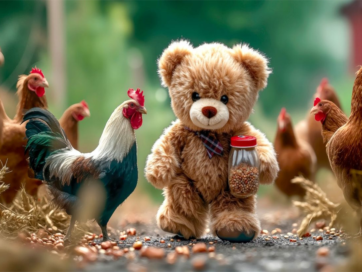 Hühner füttern macht Spaß