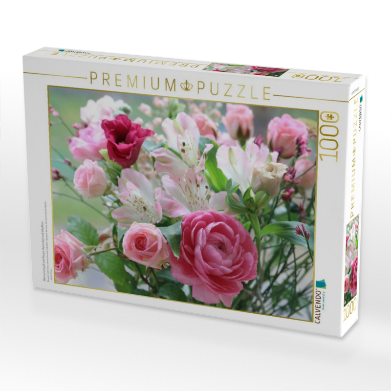 Blumenstrauß mit Rosen, Ranunkel und Inkalilien