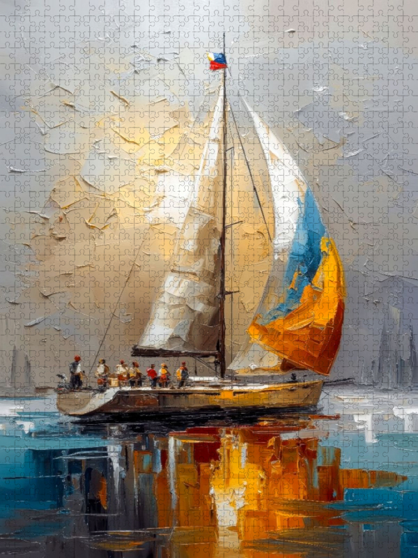 Segelyacht im Farbenspiel