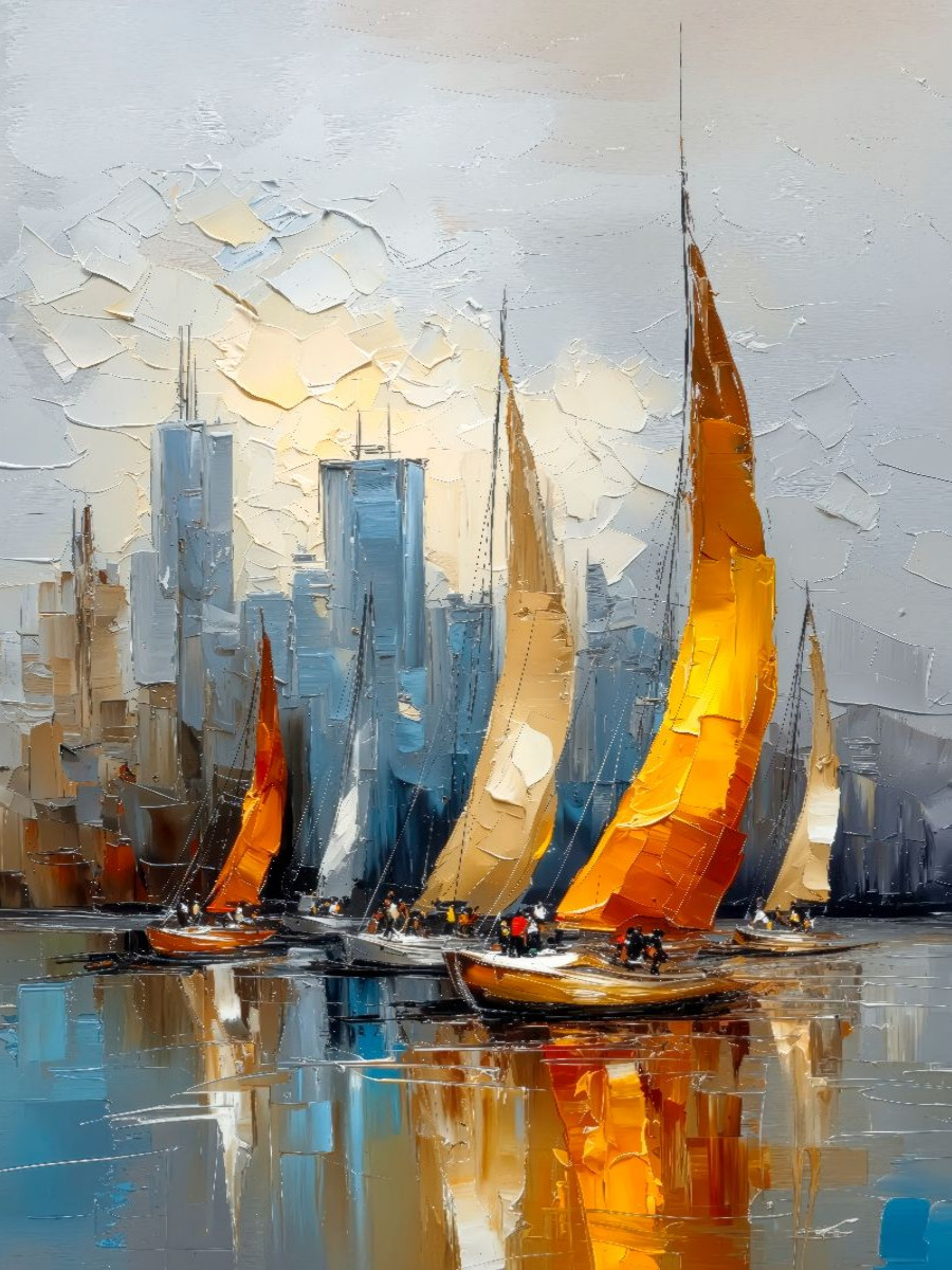 Rennyachten vor beeindruckender Skyline