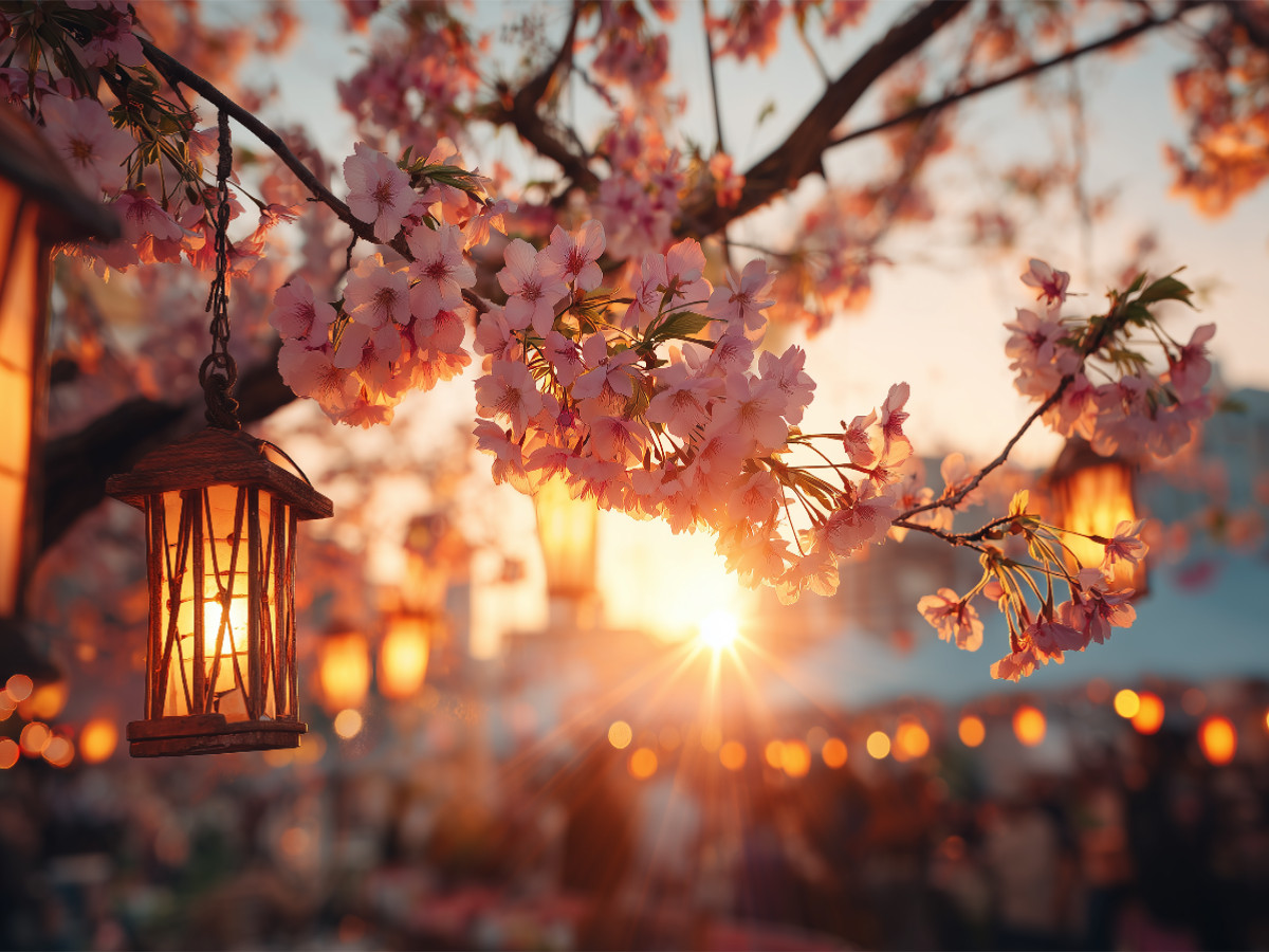 Goldenes Licht auf stillen Blütenwegen