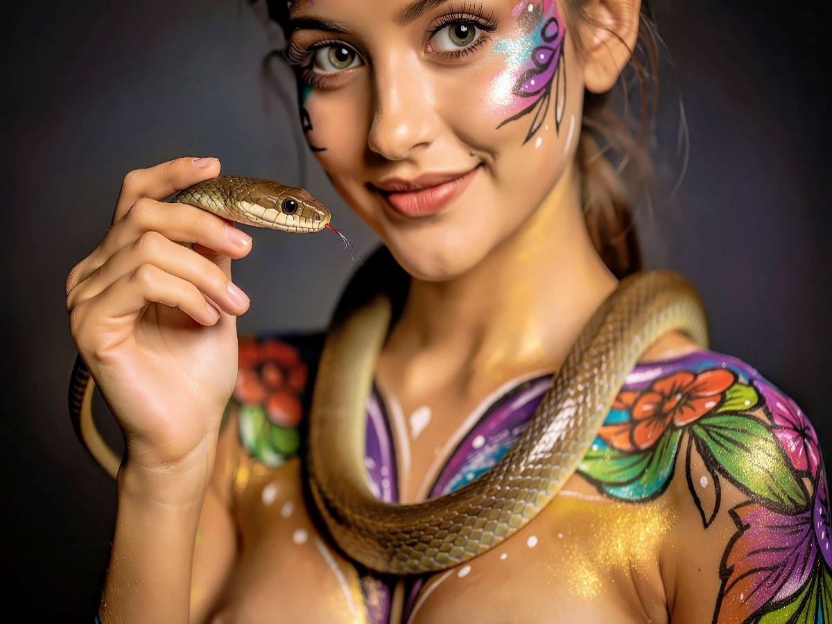 Ein Motiv aus dem Kalender Body Painting mit Schlange
