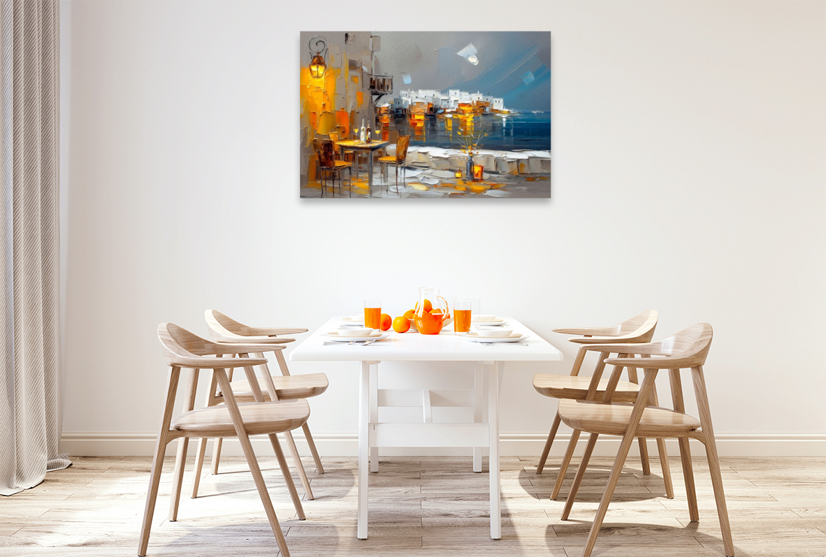 Mykonos am Abend - ein kleines Strandcafe lädt zum Verweilen ein