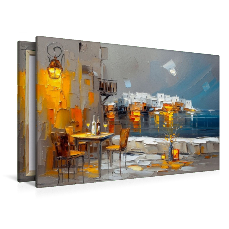 Mykonos am Abend - ein kleines Strandcafe lädt zum Verweilen ein