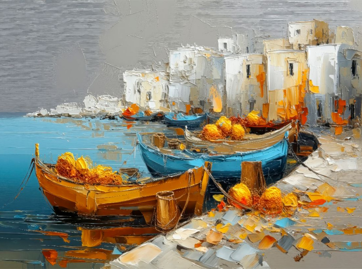 Ägäis - Fischerboote in einem kleinen Hafen