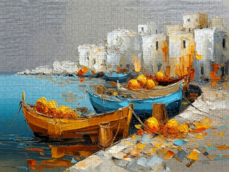 Ägäis - Fischerboote in einem kleinen Hafen