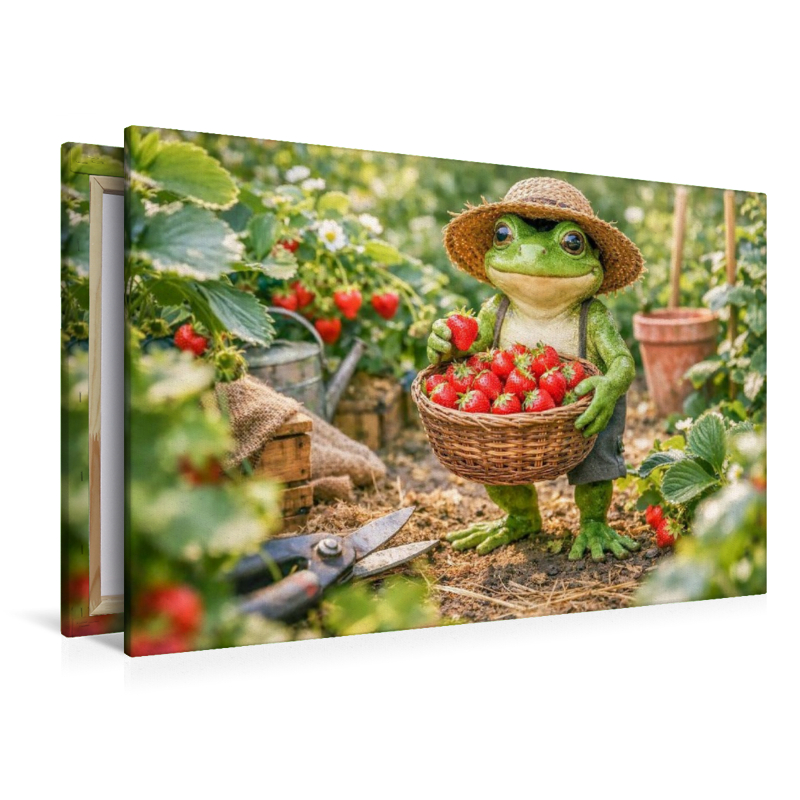 Frosch bei der Erdbeer Ernte