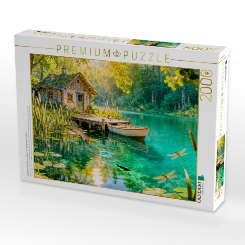 Cottage Fischerhütte am Weiher mit springenden Forellen