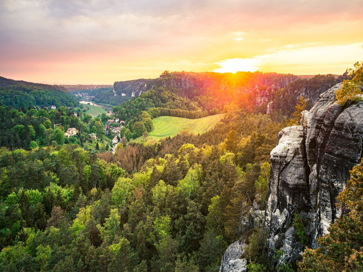 Sonnenuntergang am Gamrig, Sächsische Schweiz