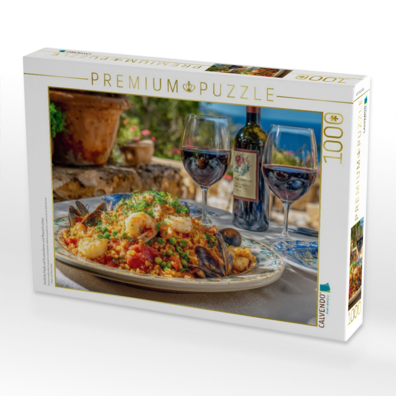 Köstliche Paella mit Krustentieren und Meeresfrüchten