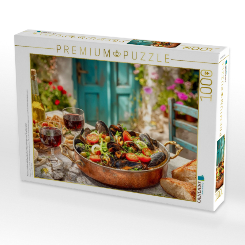 Miesmuscheln in Weißweinbrühe mit Lauchringen und Kirschtomaten