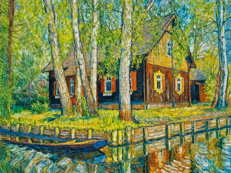 Idyllisches Spreewaldhaus am Wasser - Traditionelle Kahnlandschaft