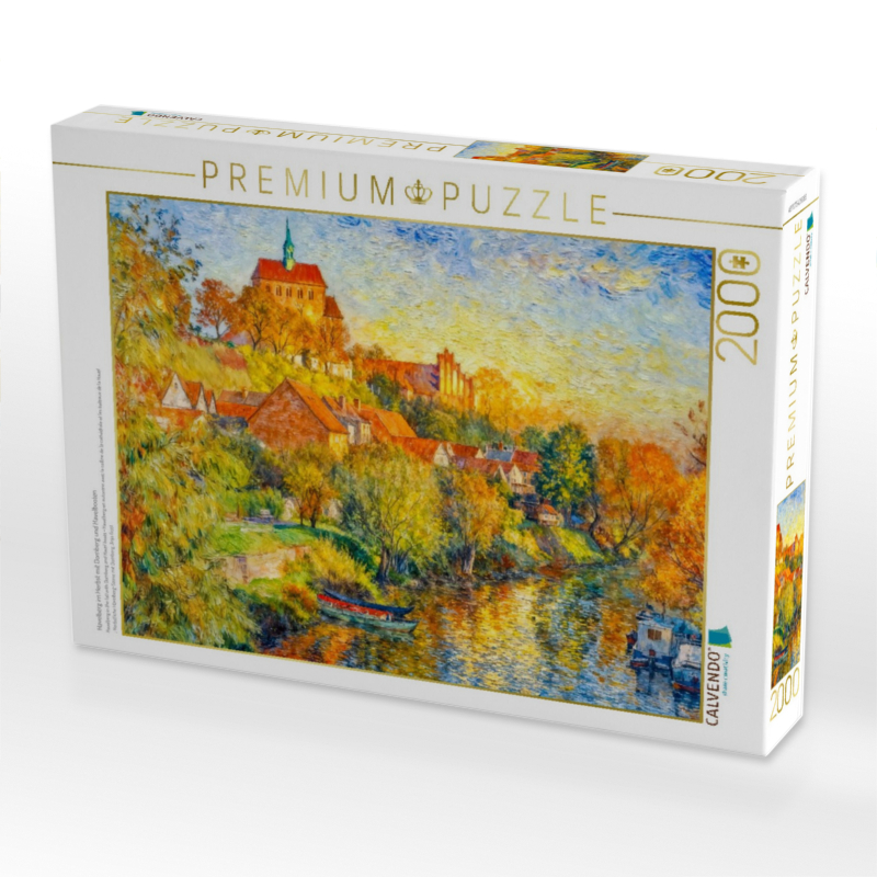 Havelberg im Herbst mit Domberg und Havelbooten