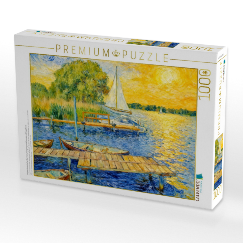 Impressionistischer Sonnenuntergang am Wannsee mit Segelboot