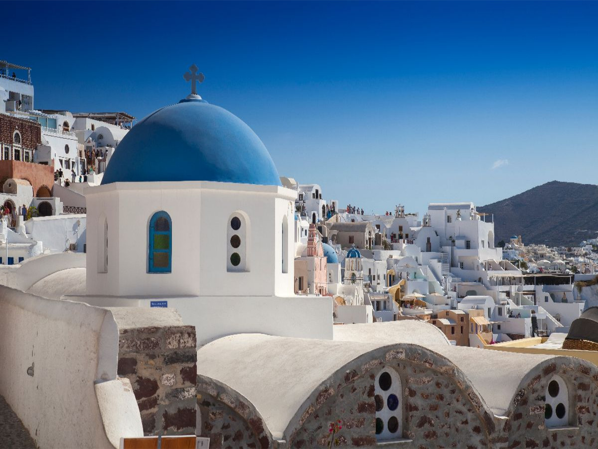 Der blaue Dom von Oia, Santorini